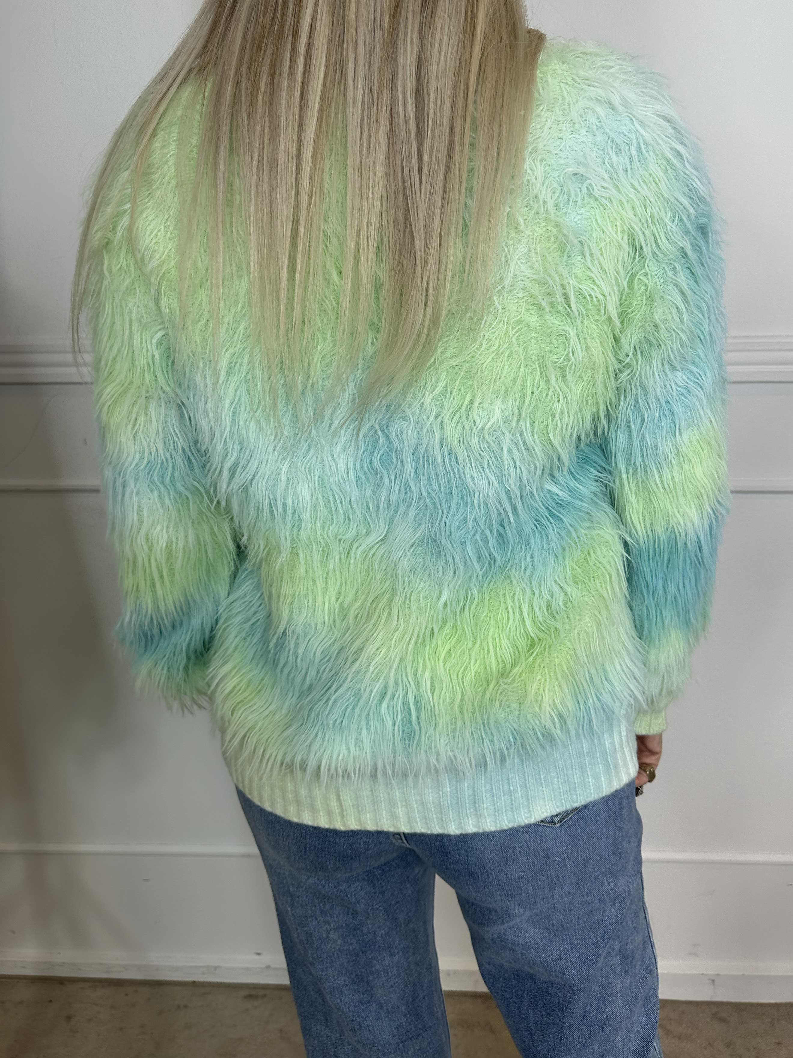 Duff - Sød fluffy cardigan i fine pastel farver